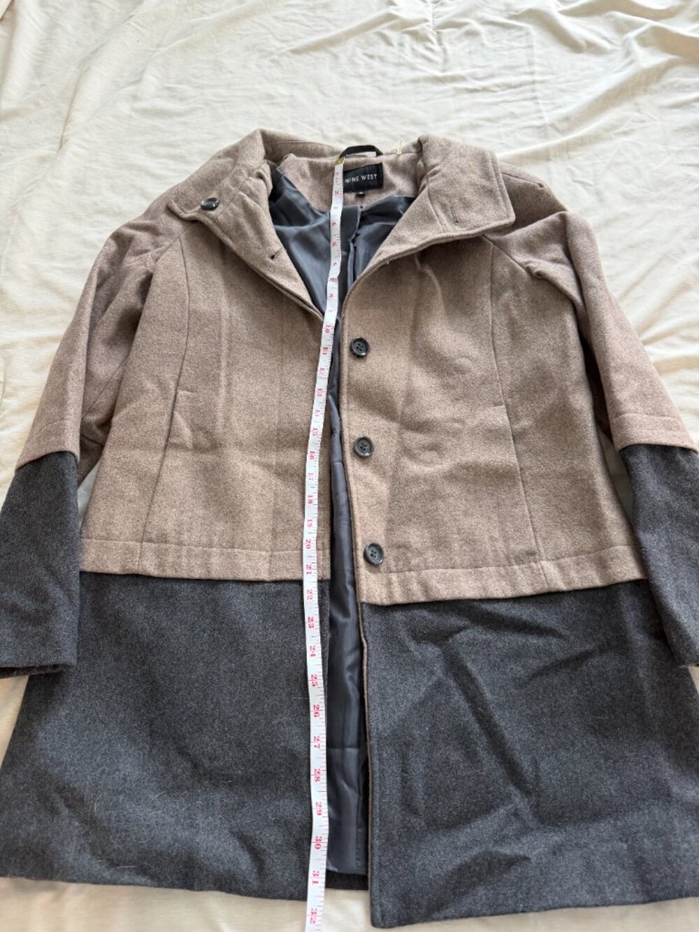 Nine West Colorblock Wool-Blend Pea Coat - Picture 4 of 6